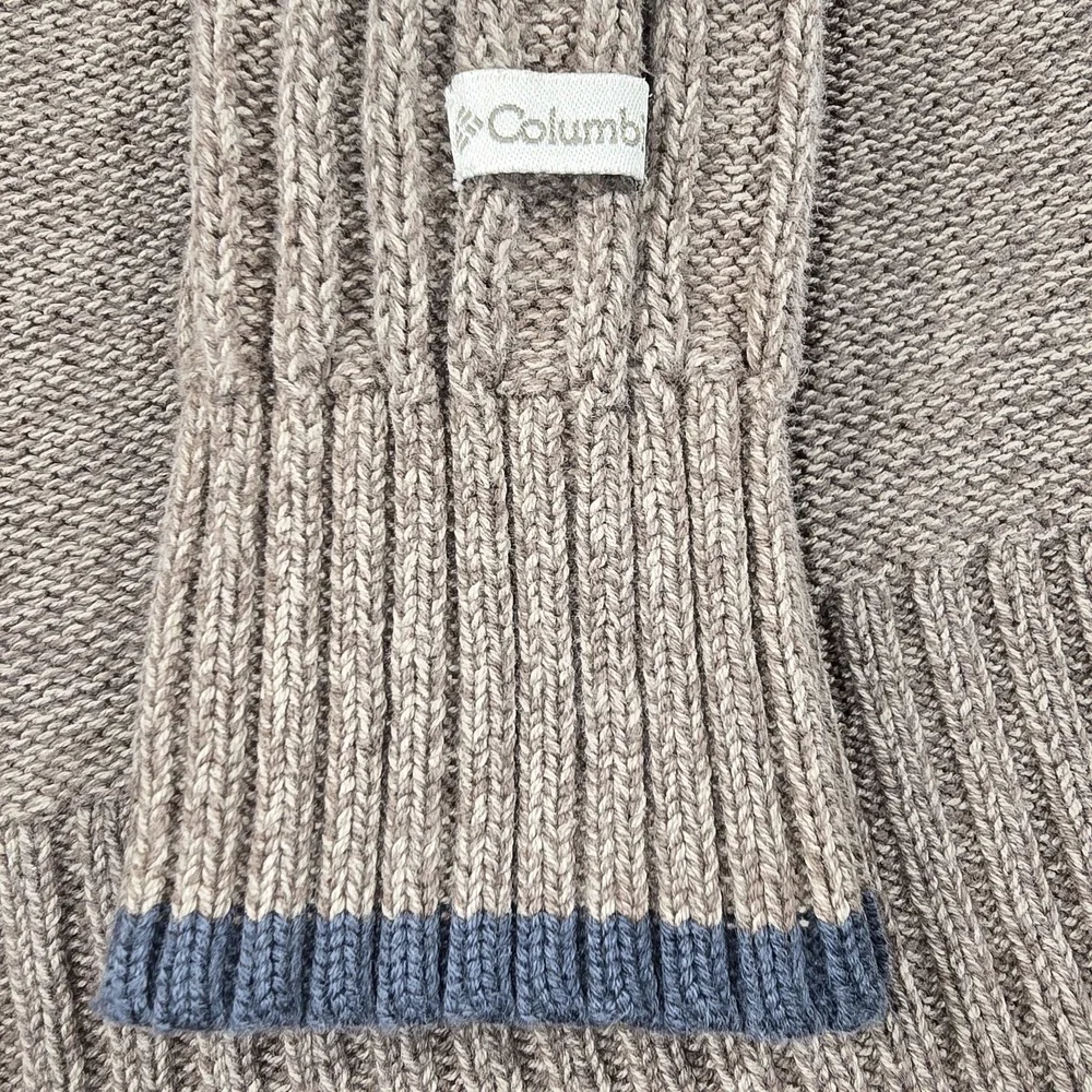 Columbia Sweater Mens Medium Brown Crewneck Ribbed Knit‎ Raglan Outdoor Pullover